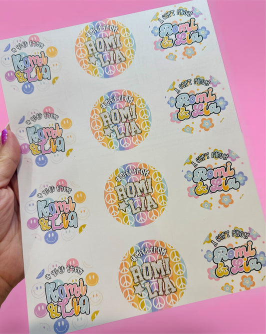 Set of 12 gift stickers