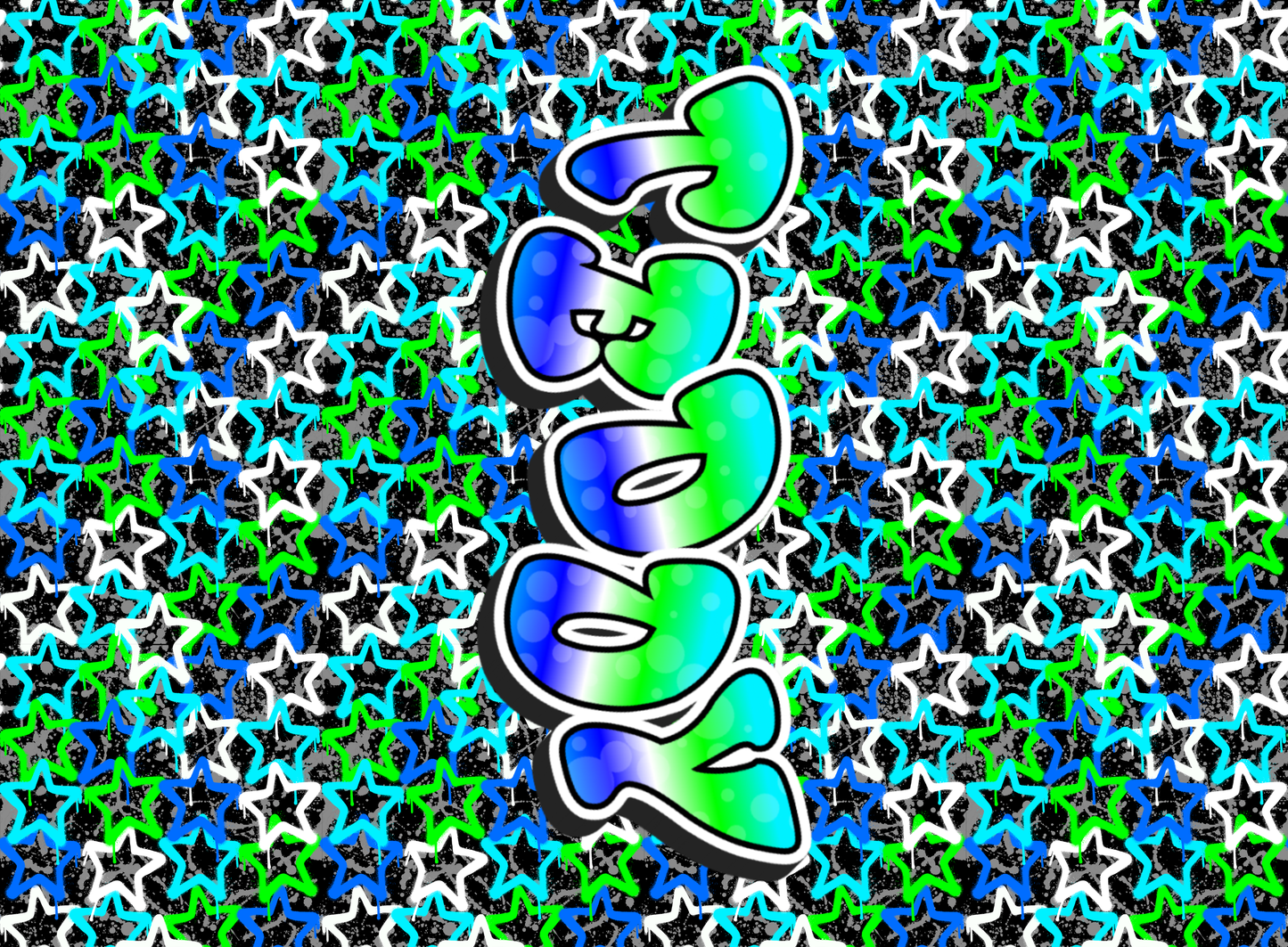 068- blue and green neon stars