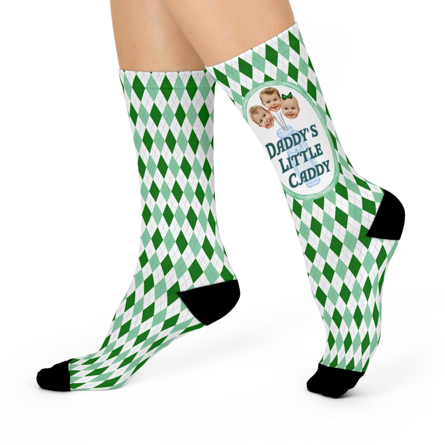 Green argyle with one large ‘Daddy’s little caddy’ design