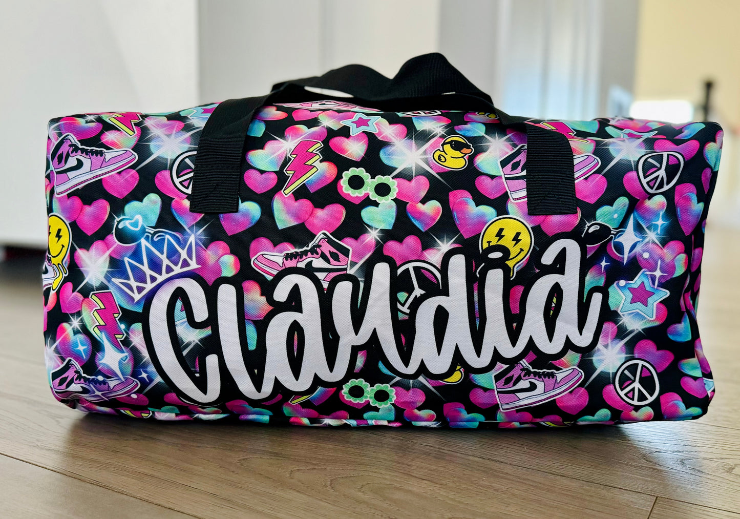 Custom duffle bag