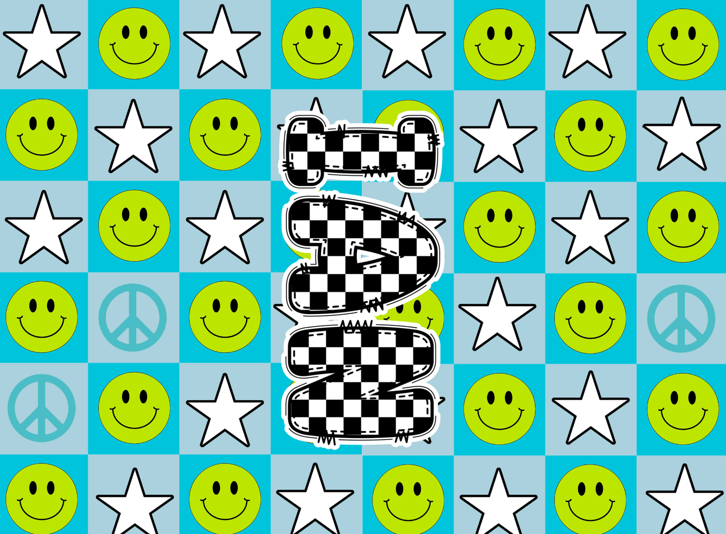 198- teal checkerboard smiles
