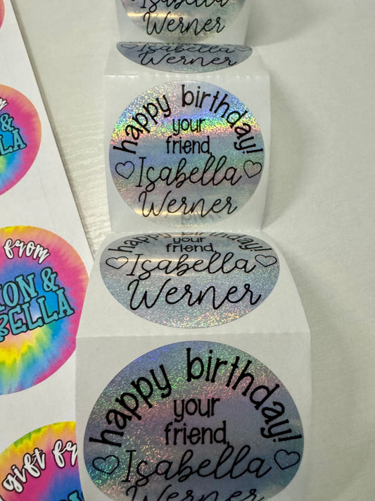 Set of 20 iridescent gift stickers