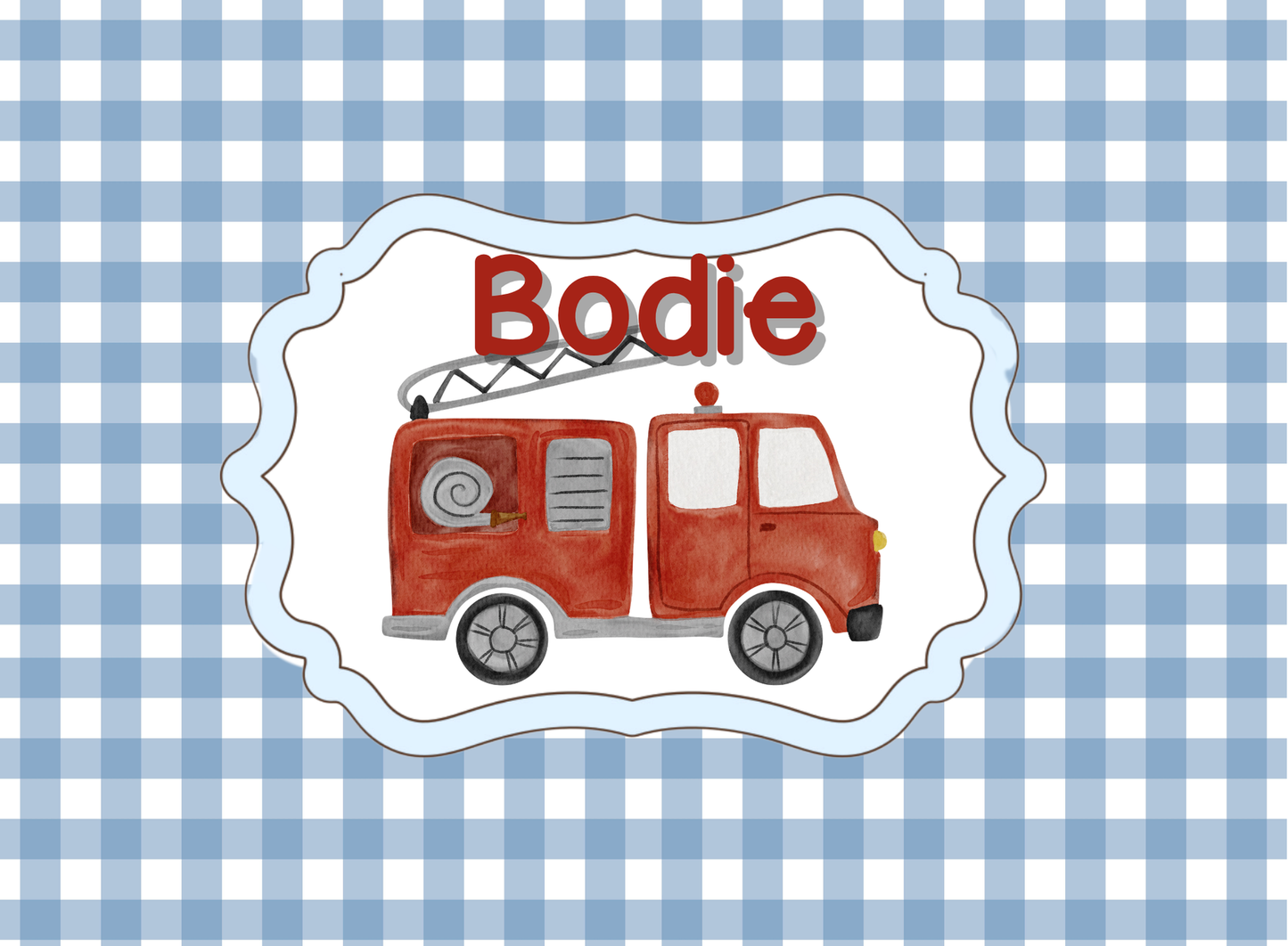 041- gingham firetruck