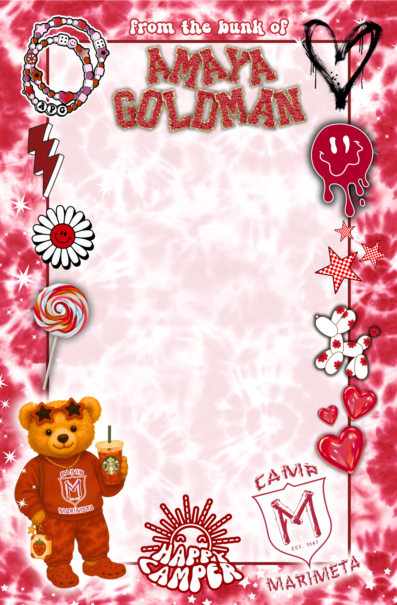 Overnight camp stationery- girl