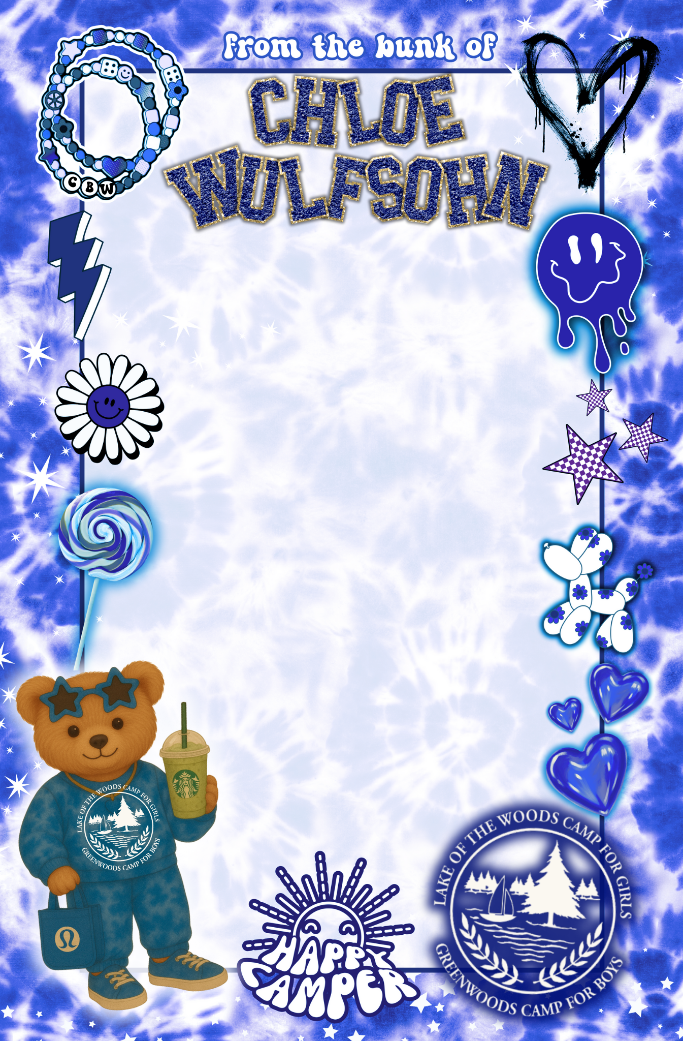 Overnight camp stationery- girl