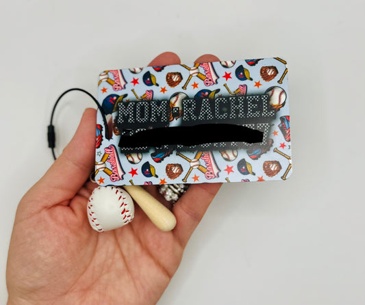Personalized Baseball Bag Tag | Custom Player Backpack Tag with Mini Bat Charm | Sports Gear Tag