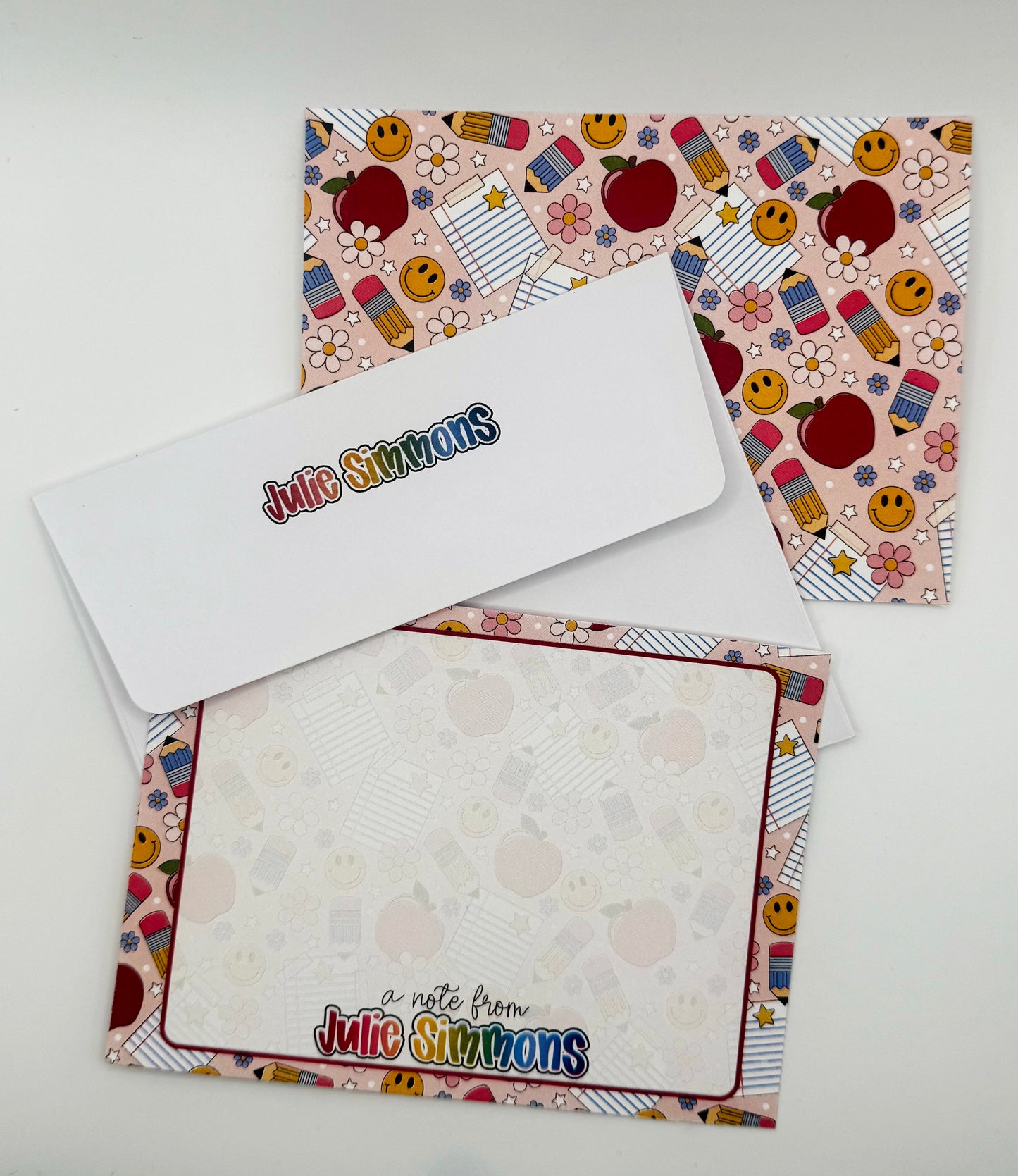 Personalized Stationery Set | Custom Flat Note Cards + Printed Envelopes