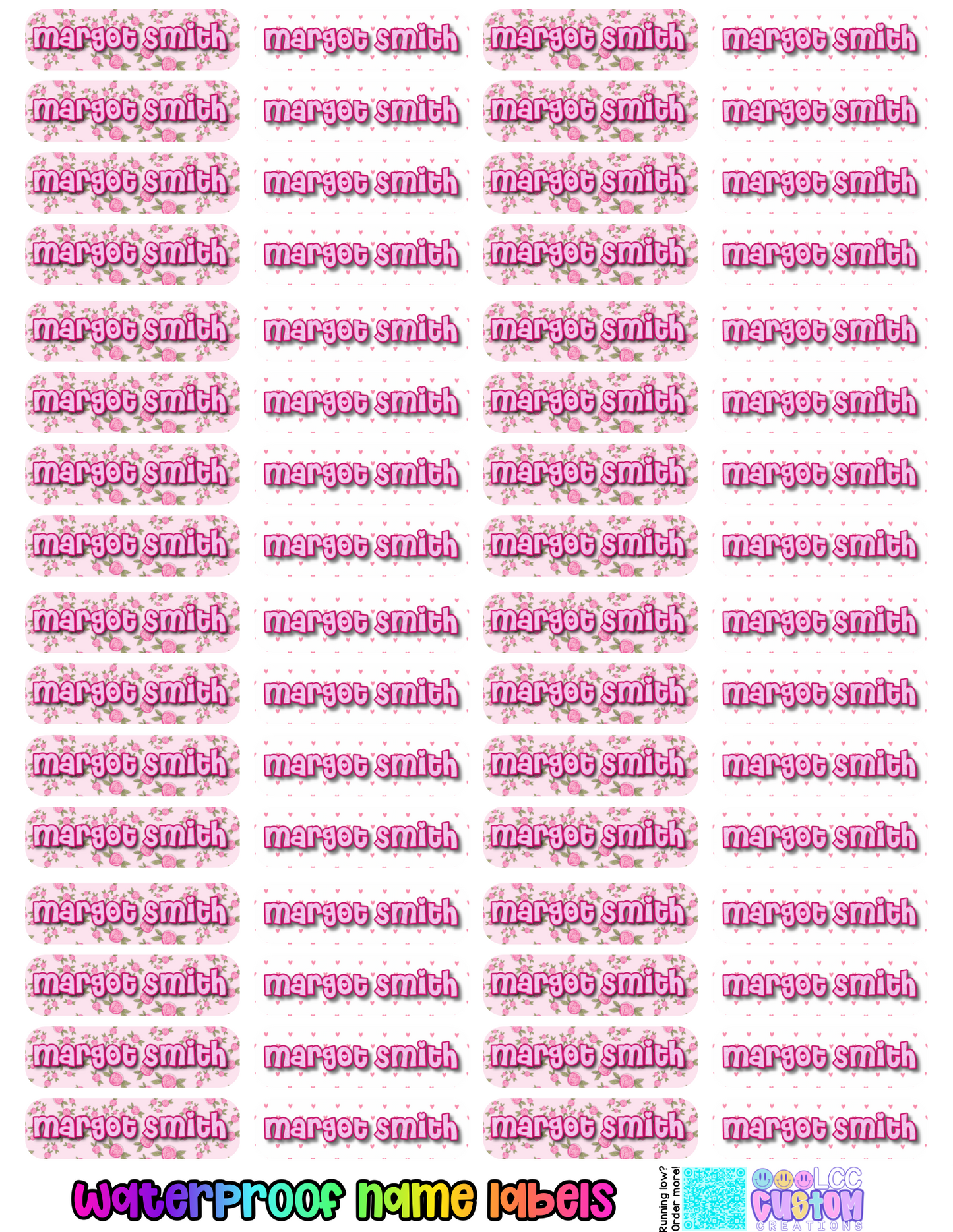 Waterproof Name Labels for Hard Surfaces (Set of 64) | Small Rectangle Labels