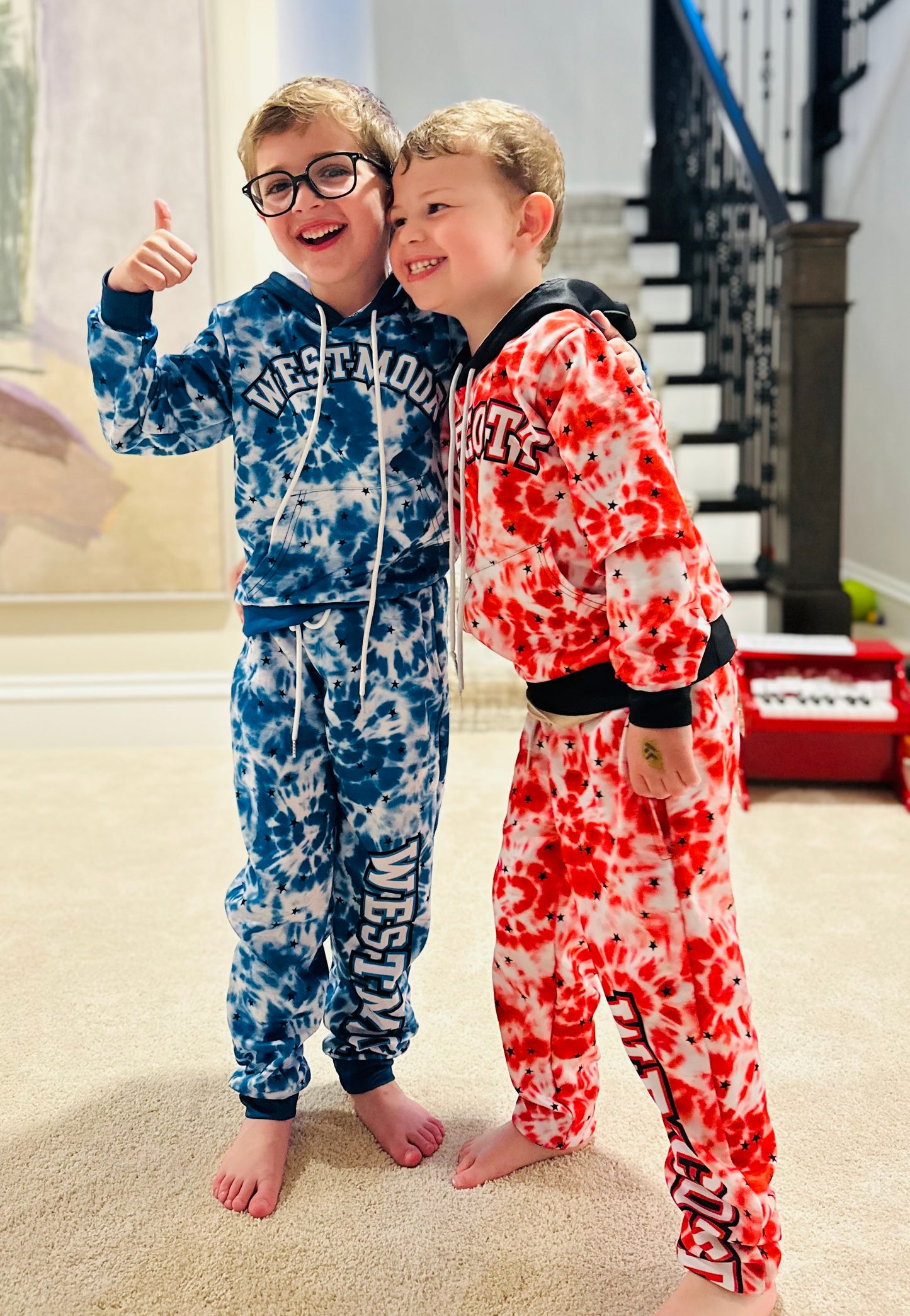 Custom School Spirit Tie Dye Hoodie Set 🎨 | Personalized Kids Hoodie + Joggers | Any School Colors