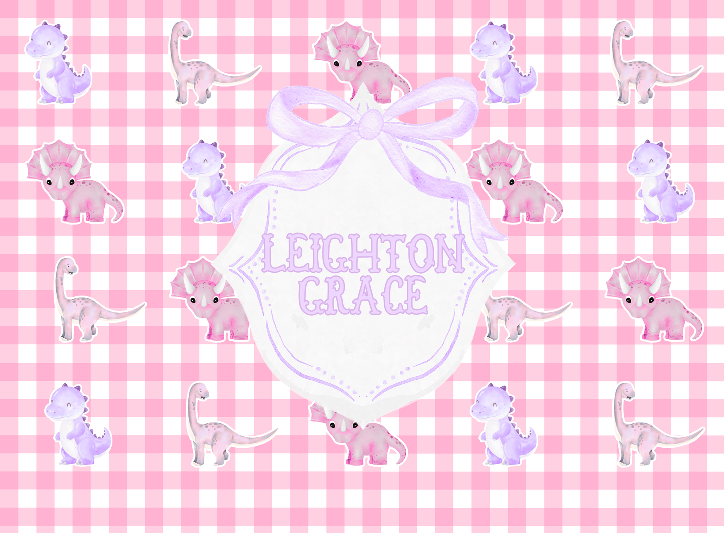 184- baby pink gingham dino