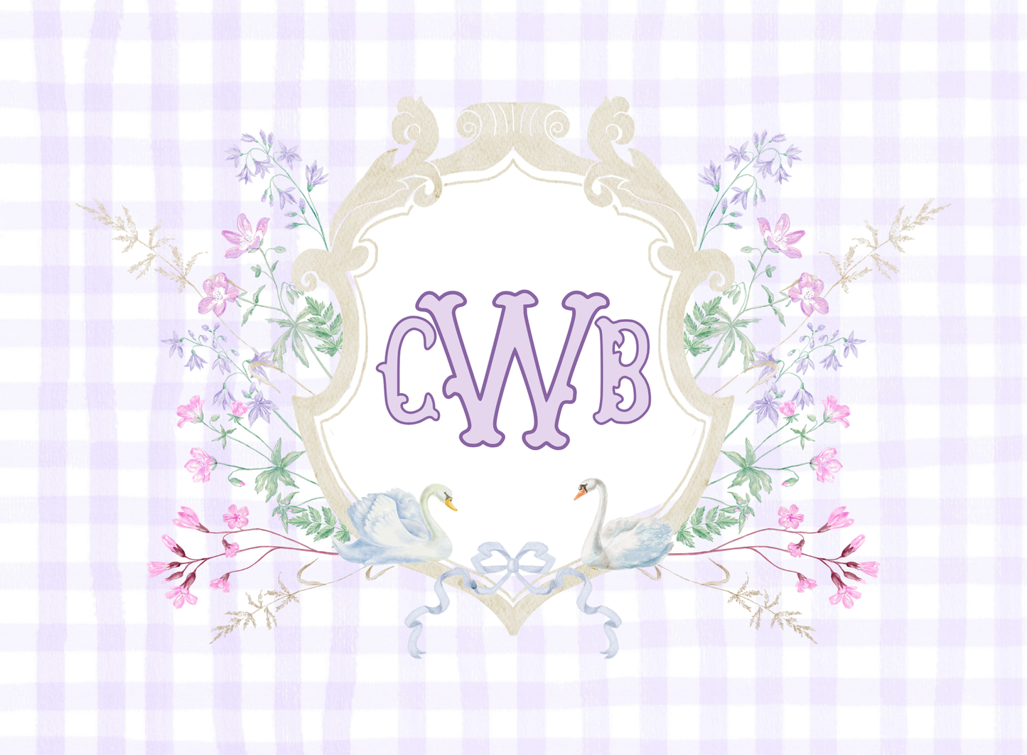 052- purple monogram crest
