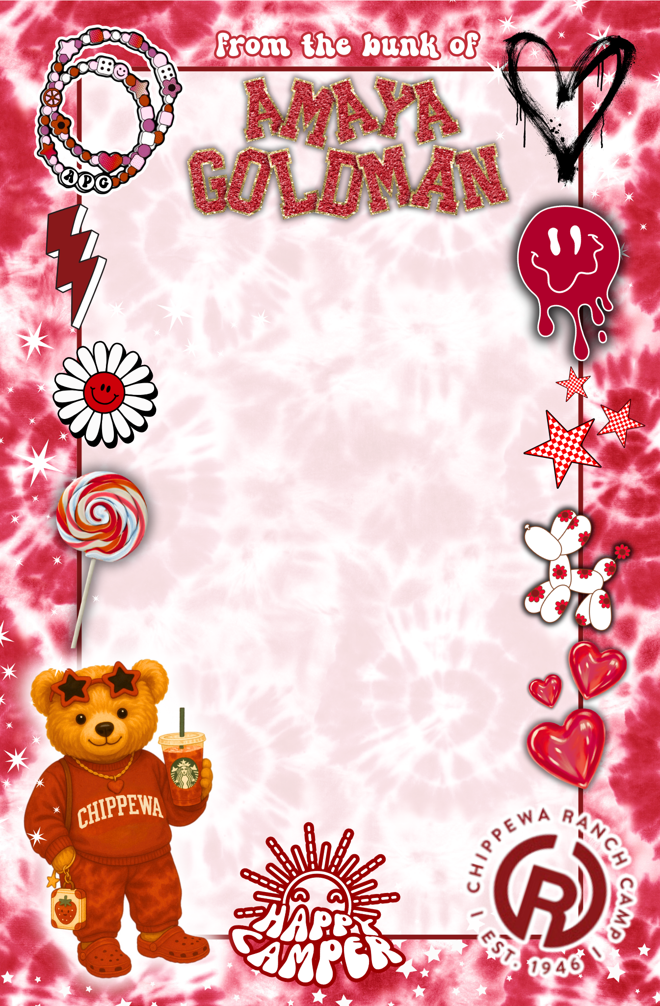 Overnight camp stationery- girl