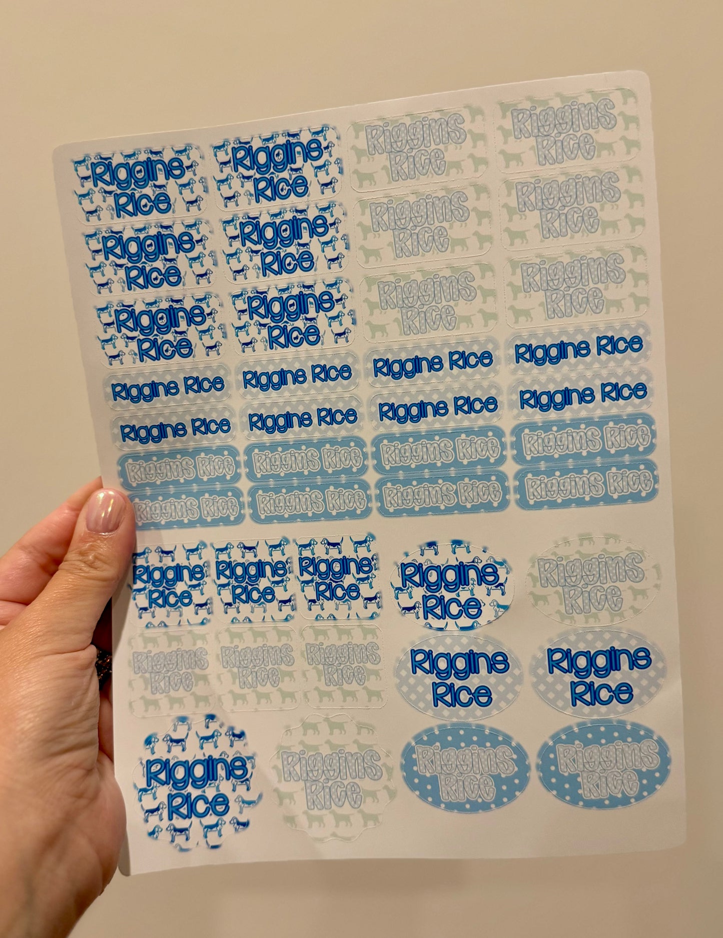 Waterproof name labels