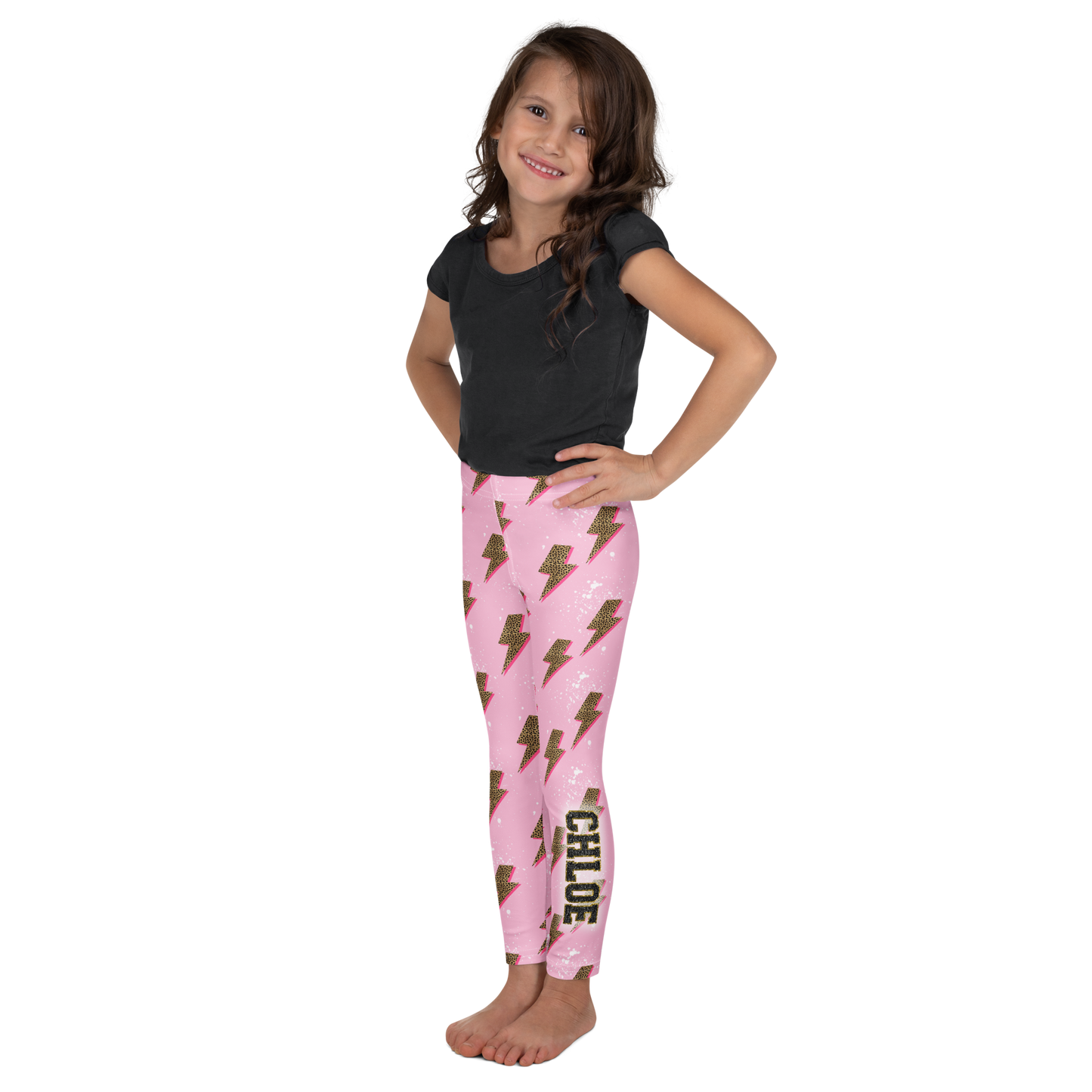 Pink lightning bolt cheetah leggings