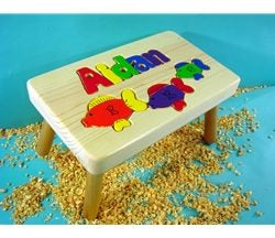 Natural Wood Themed Name Puzzle Stool