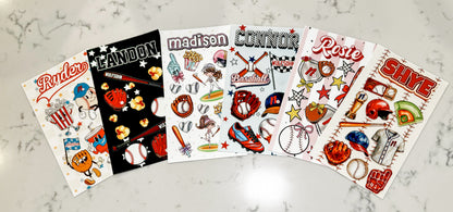 Baseball Sticker Sheets | Game Day Stickers for Water Bottles, Bat Bags & Gear