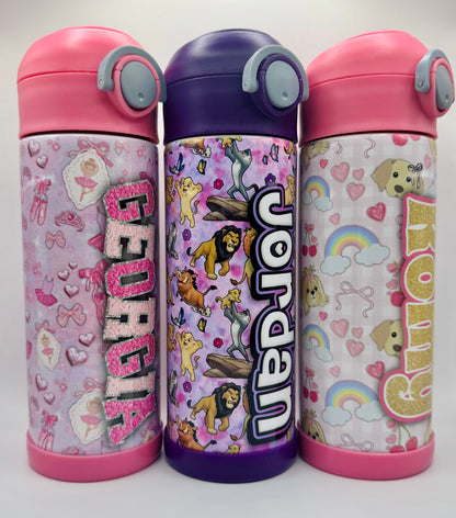 Personalized 12oz Leakproof Kids Tumbler | Custom Name Water Bottle for School & Camp