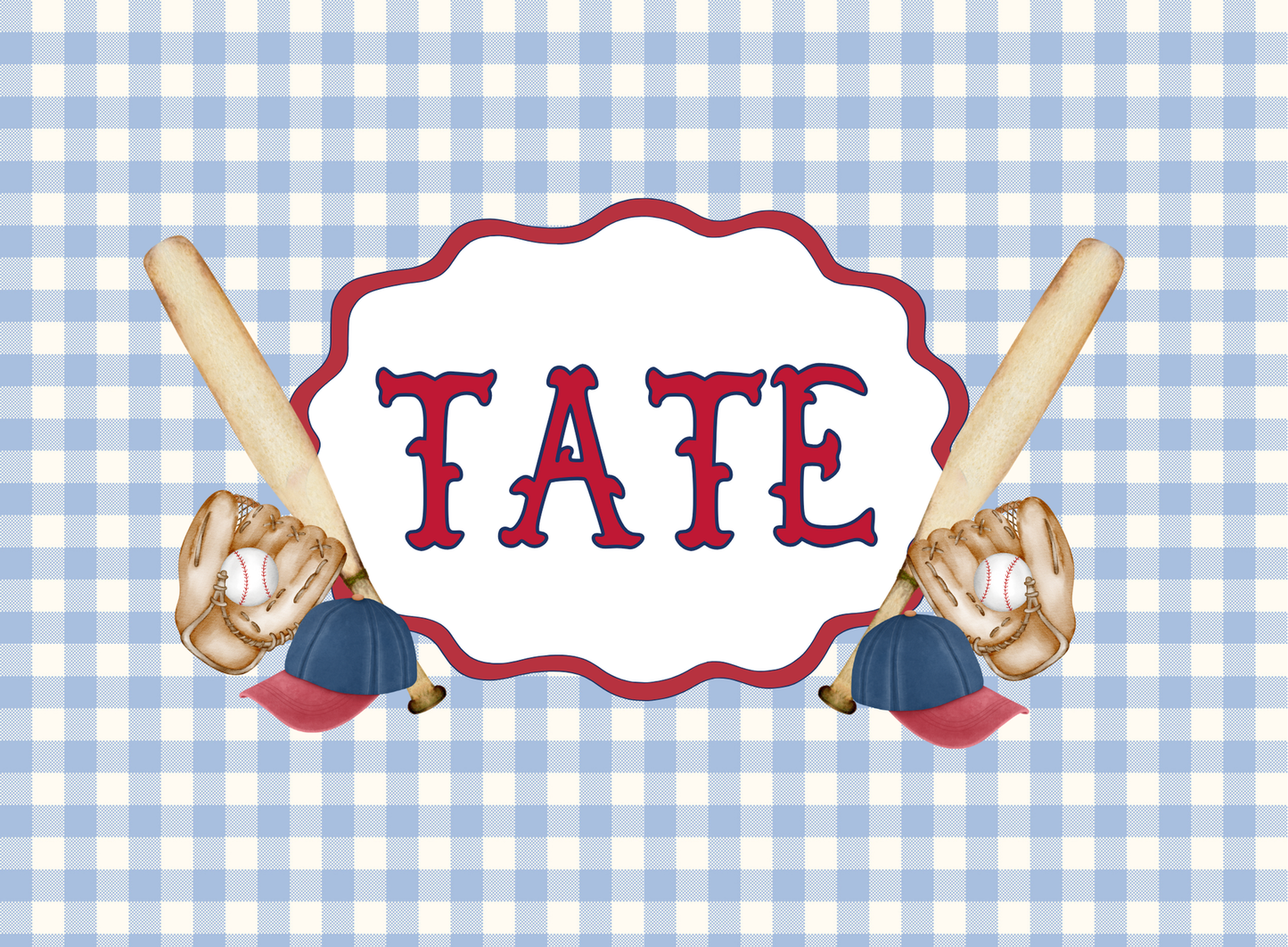 114- gingham baseball crest