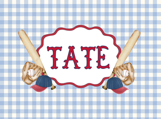 114- gingham baseball crest