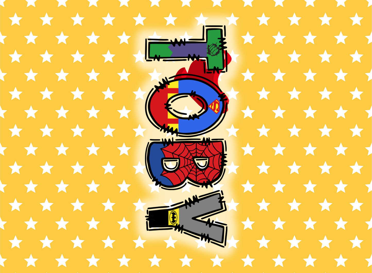 086- yellow star superhero
