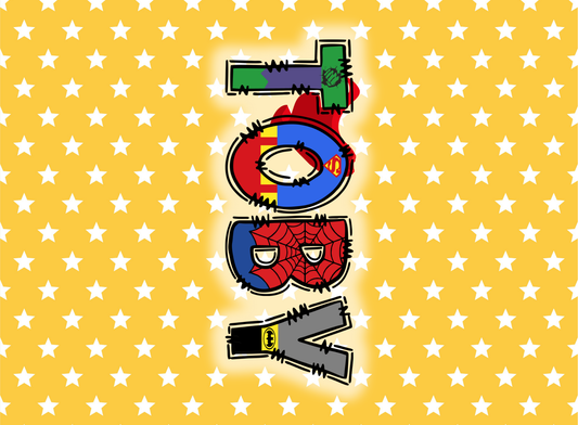 086- yellow star superhero