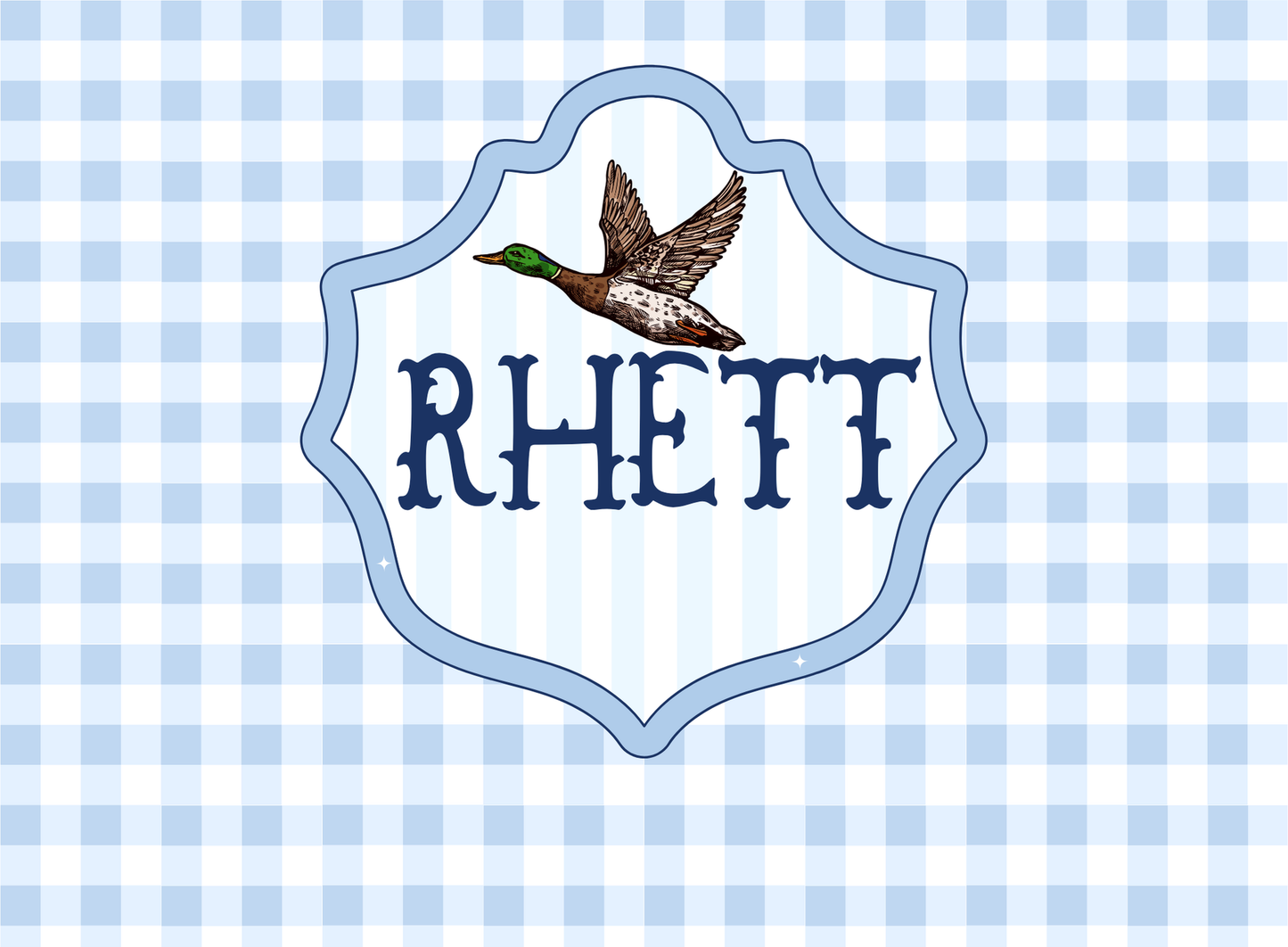 120- blue gingham mallard crest