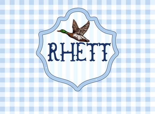 120- blue gingham mallard crest