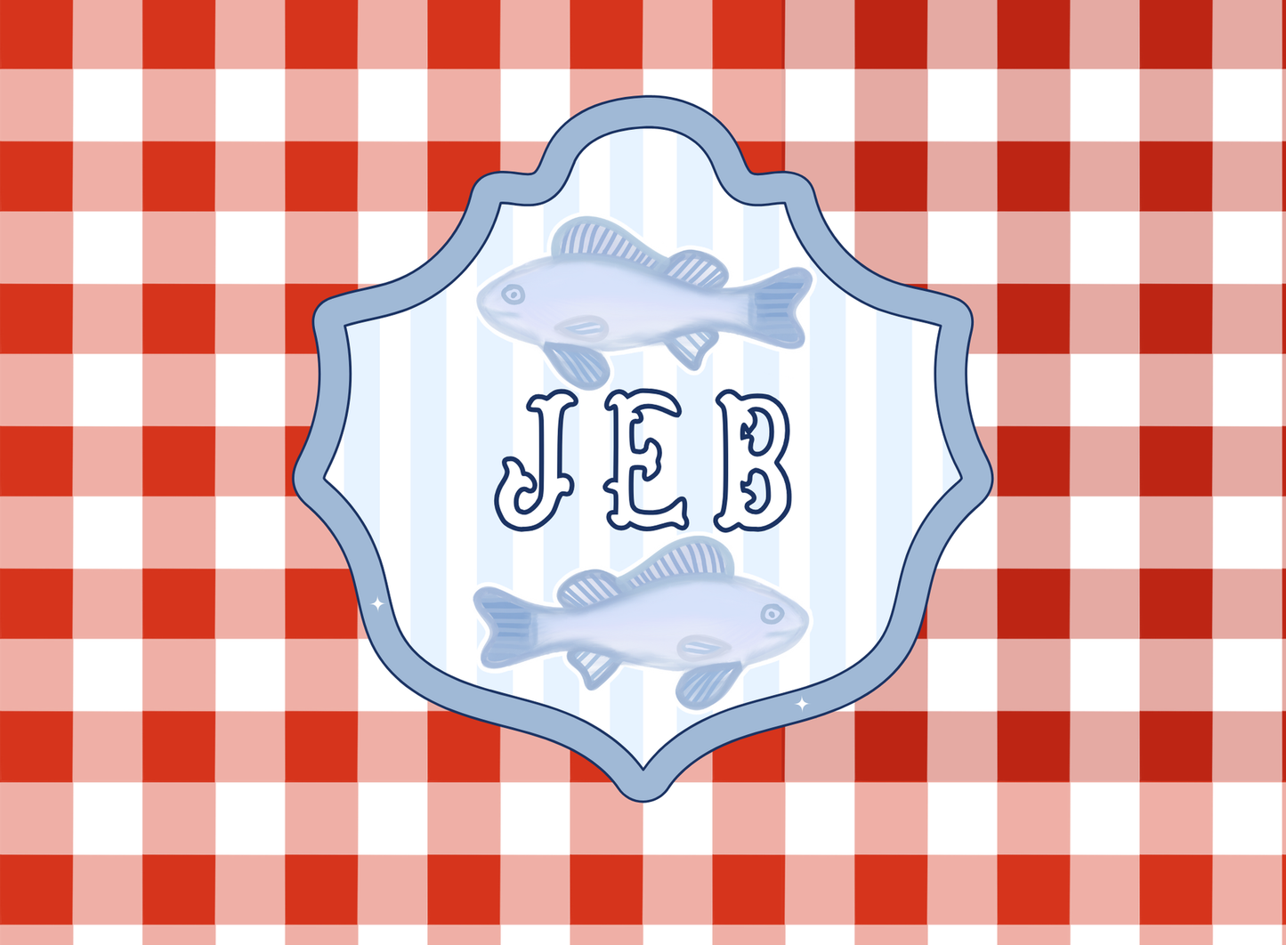 173- red gingham fish