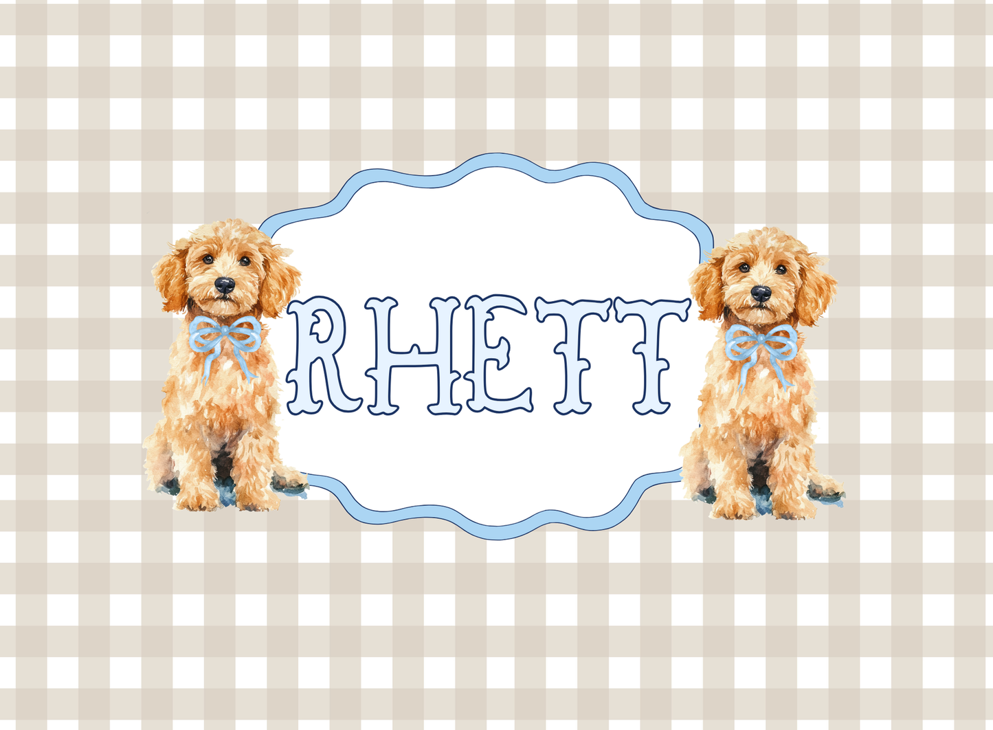 154- khaki gingham labradoodles