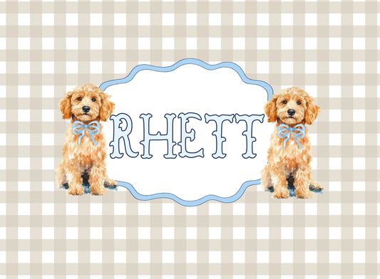 154- khaki gingham labradoodles