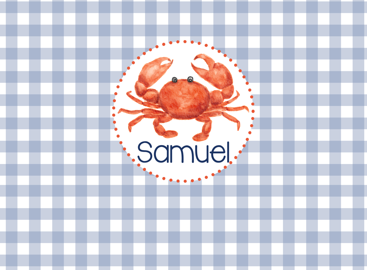 144- blue gingham crab
