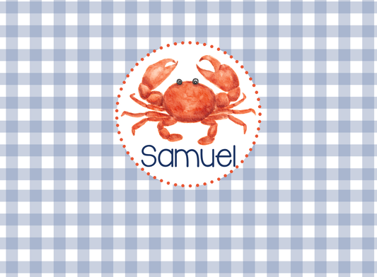 144- blue gingham crab
