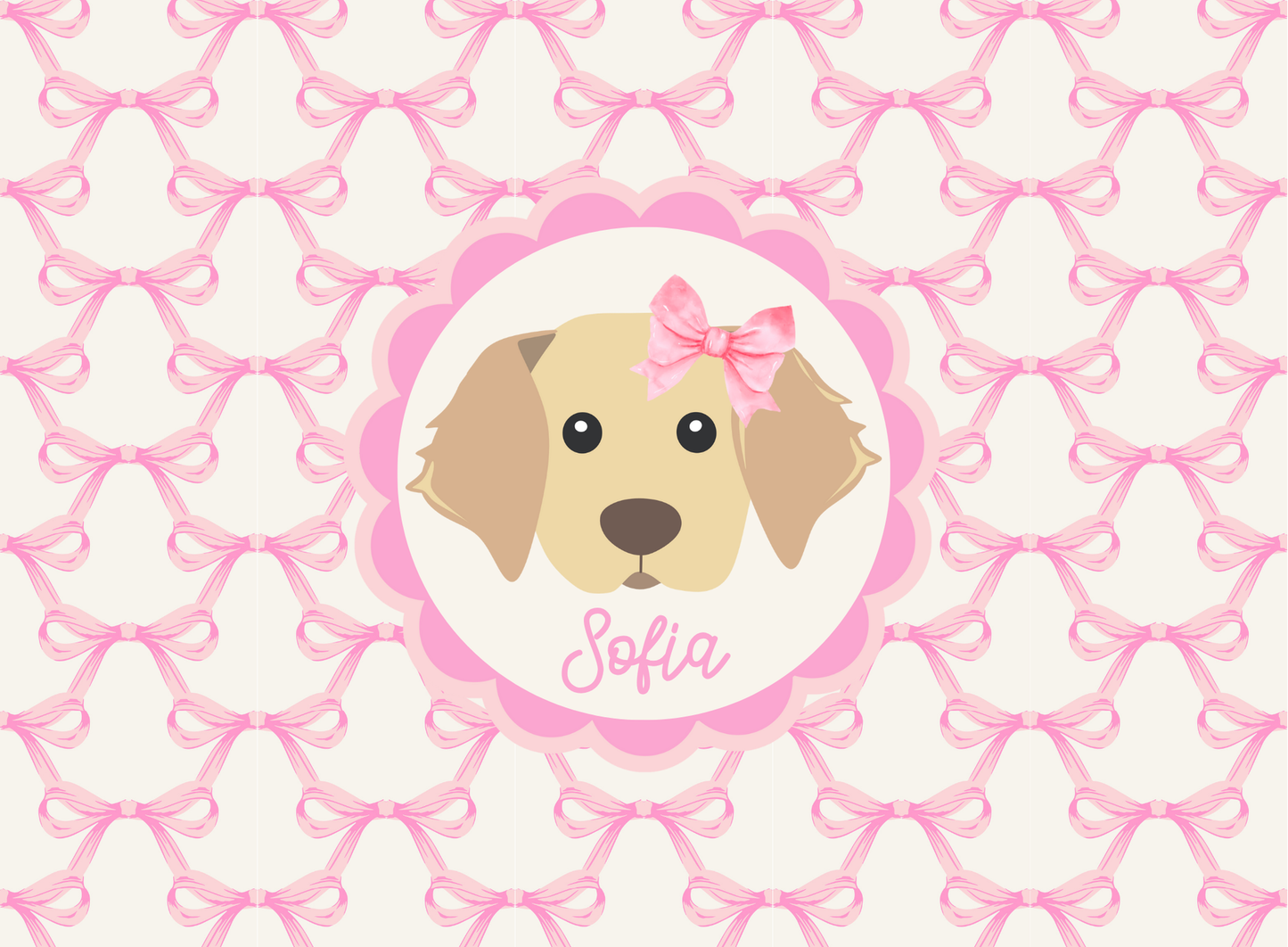 176- pink bow trellis puppy