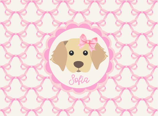 176- pink bow trellis puppy