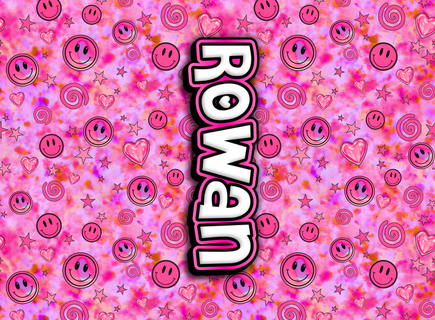 075- neon pink smiley and stars