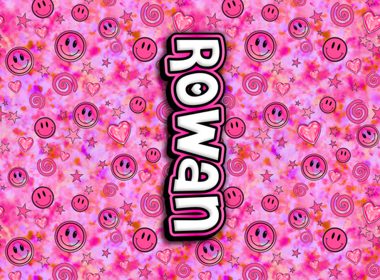 075- neon pink smiley and stars