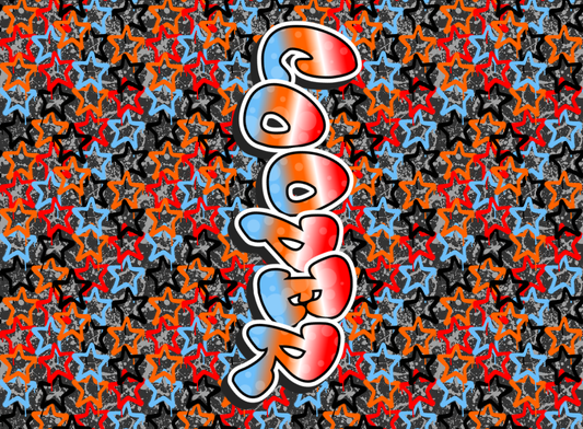 078- Red, Blue, Orange and Black Stars
