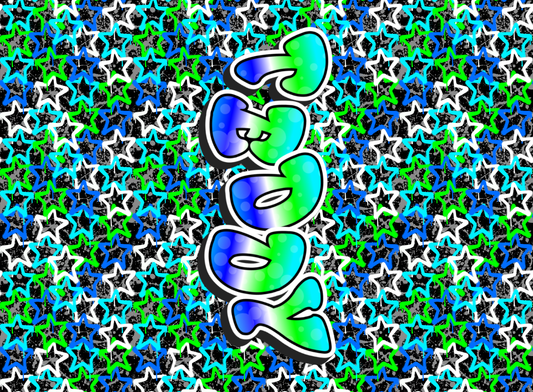 068- blue and green neon stars