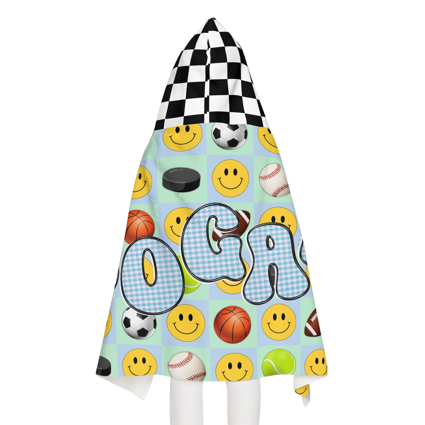 Logan’s smiley sport checker hooded towel