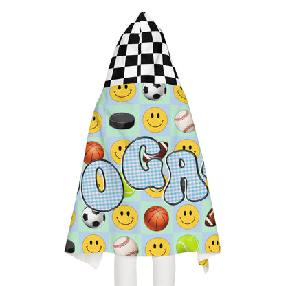 Logan’s smiley sport checker hooded towel