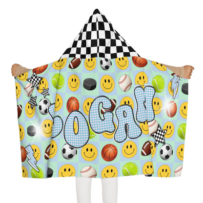 Logan’s smiley sport checker hooded towel