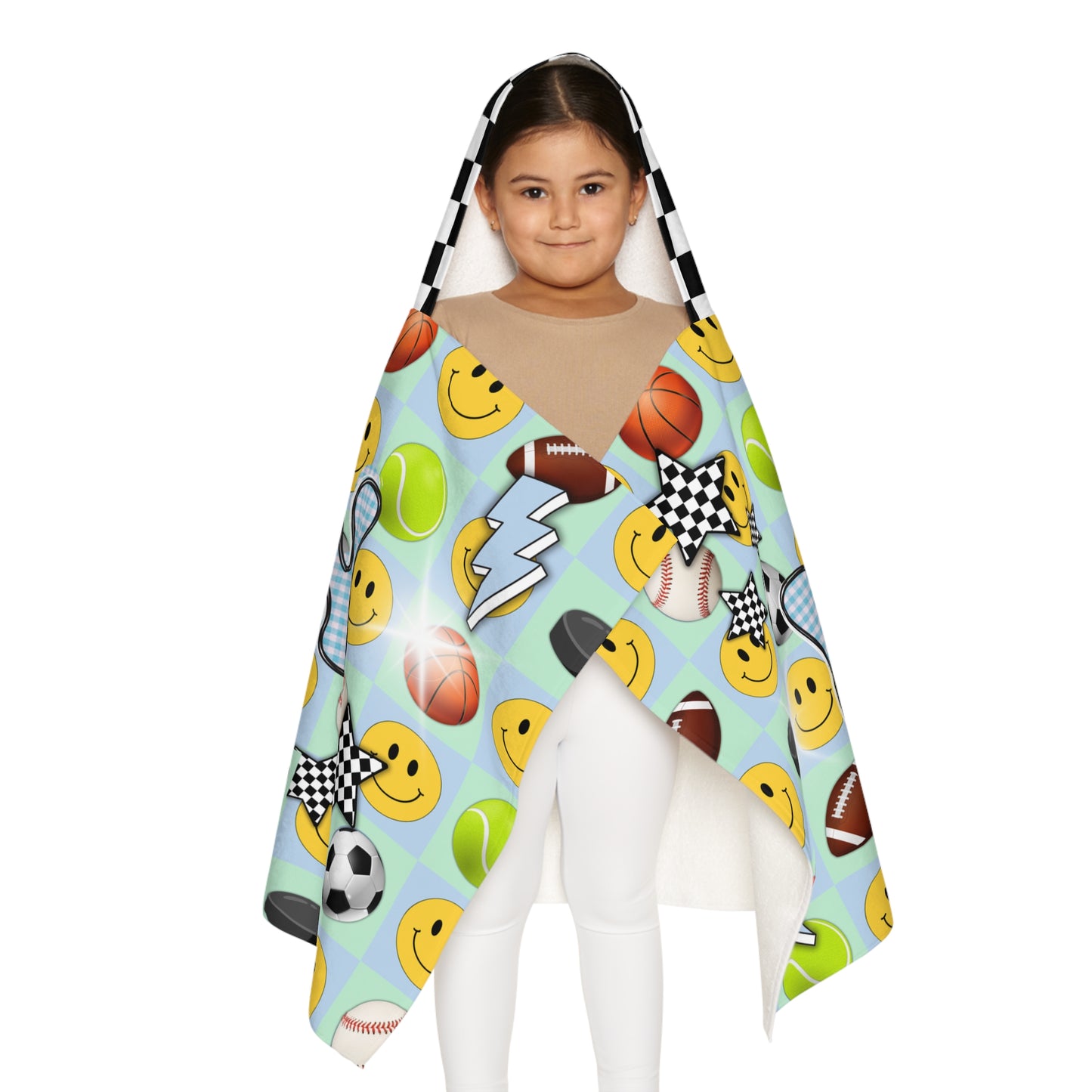 Logan’s smiley sport checker hooded towel