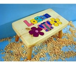 Natural Wood Themed Name Puzzle Stool