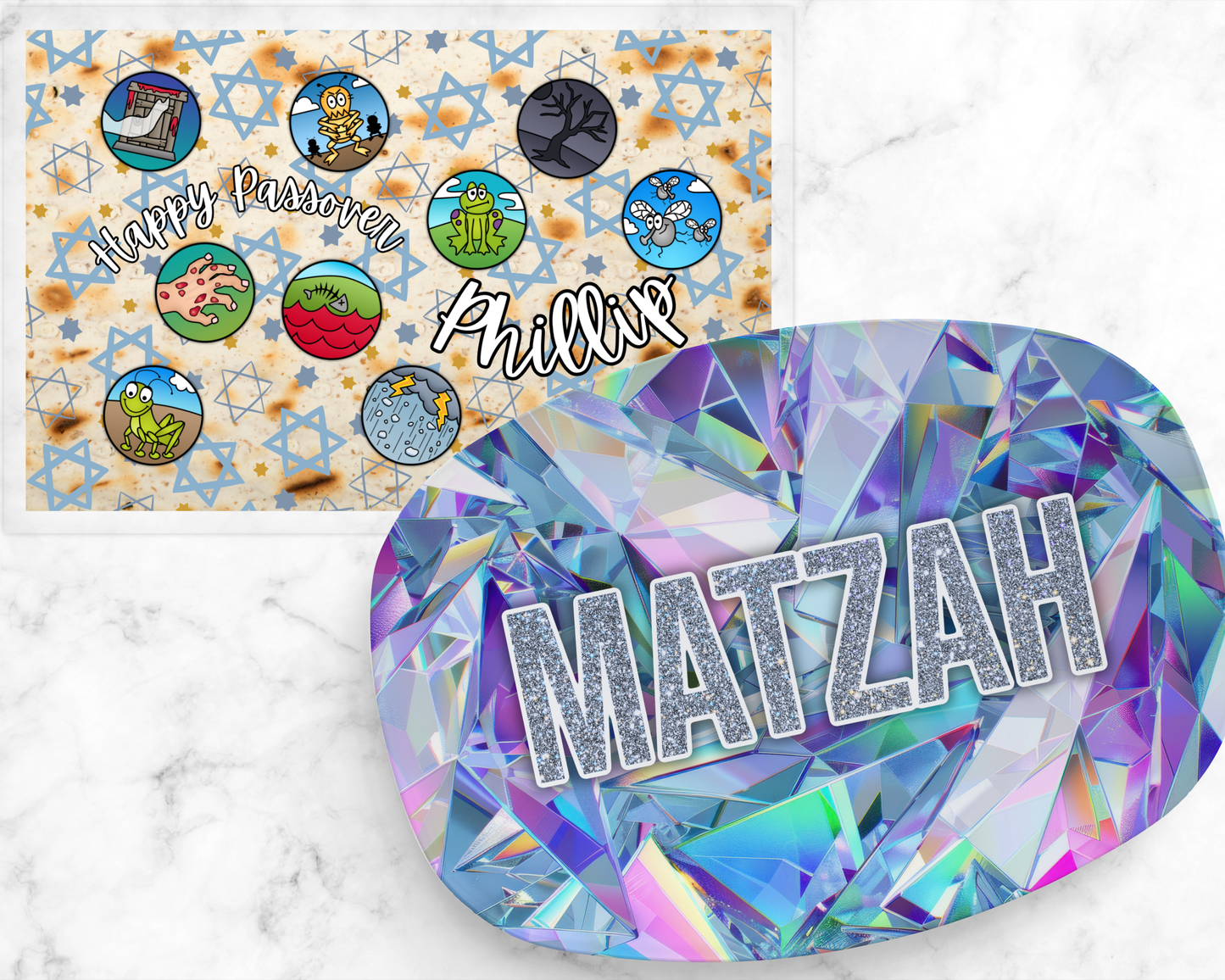 Personalized Passover Kids Placemats | Reusable Seder Activity Mat + Dry Erase Markers