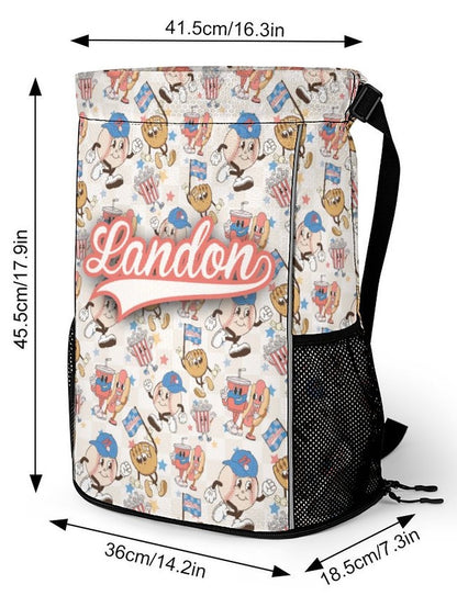 Personalized Baseball Gear Bag | Custom Name Sports Bag | Baseball Drawstring Backpack