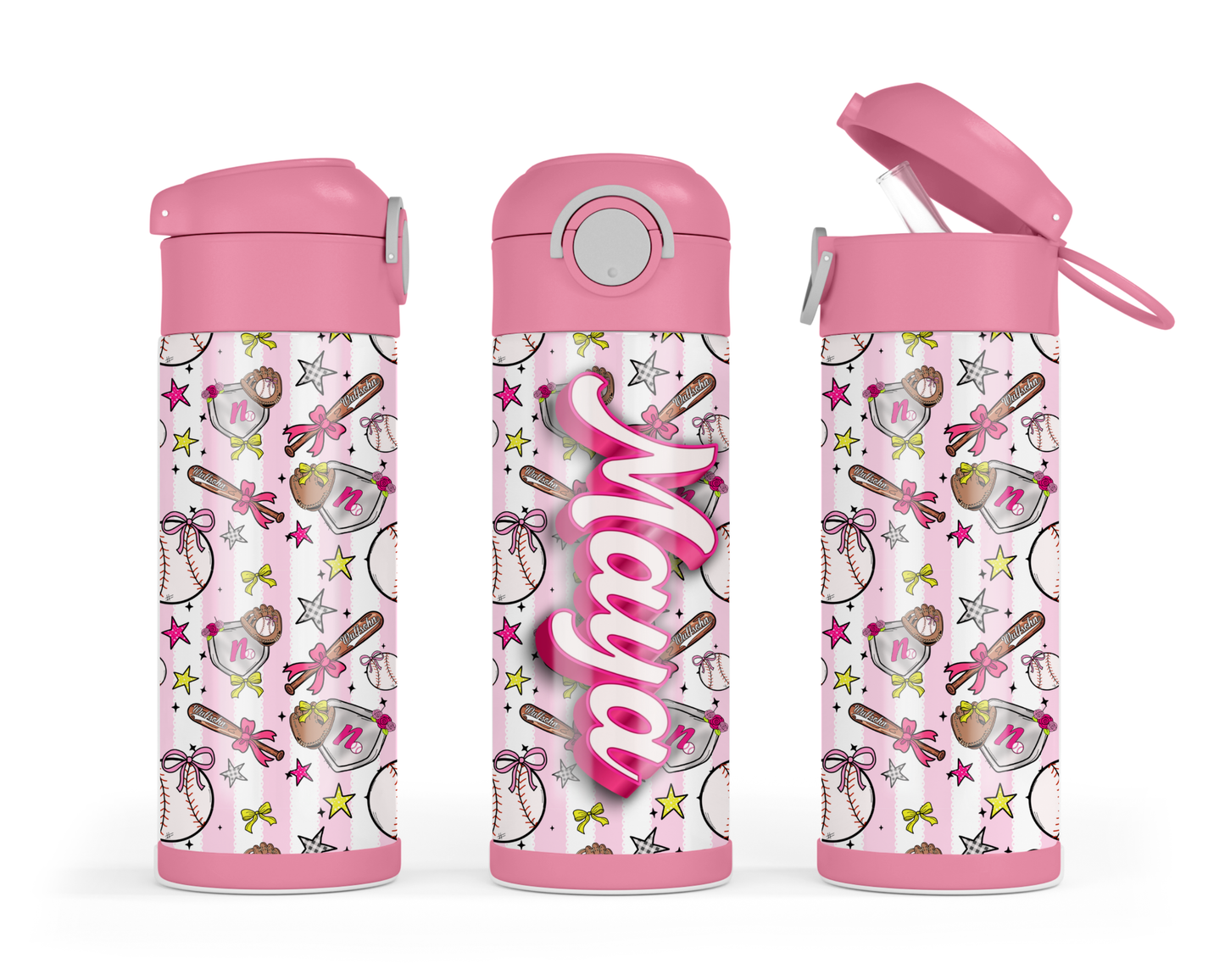 Northbrook Action Baseball Custom Kids Bottle | 12oz Leakproof Water Bottle