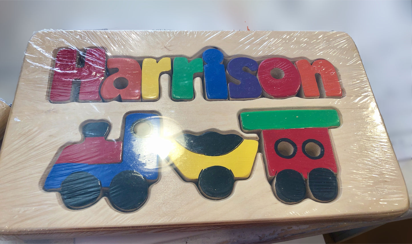 Natural Wood Themed Name Puzzle Stool
