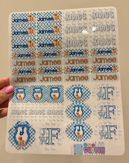 Custom Waterproof Name Label Kit (42 Labels) | Dishwasher Safe Labels for Bottles, Lunch Boxes & School Supplies