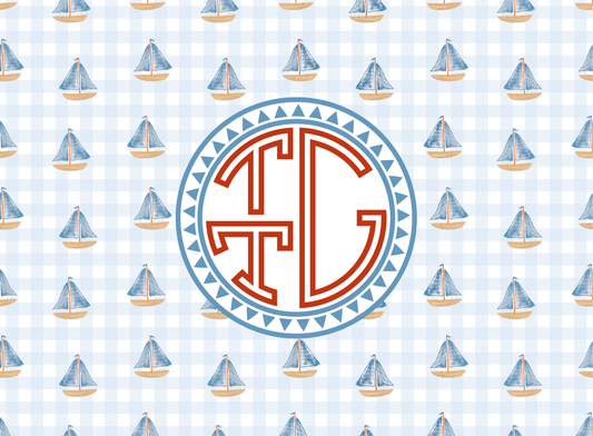 039- gingham sailboats