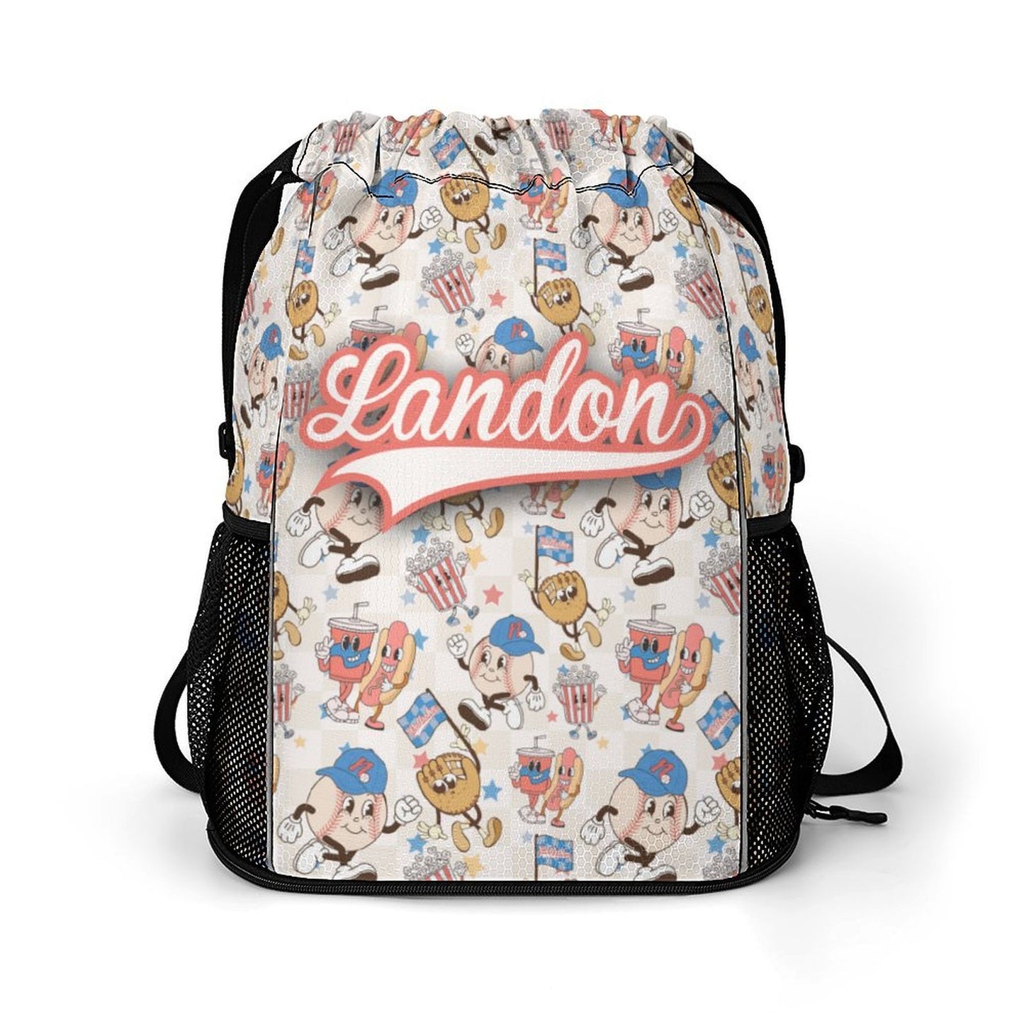 Personalized Baseball Gear Bag | Custom Name Sports Bag | Baseball Drawstring Backpack
